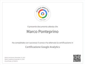 Certificato Skillshop Google Analytics 2023